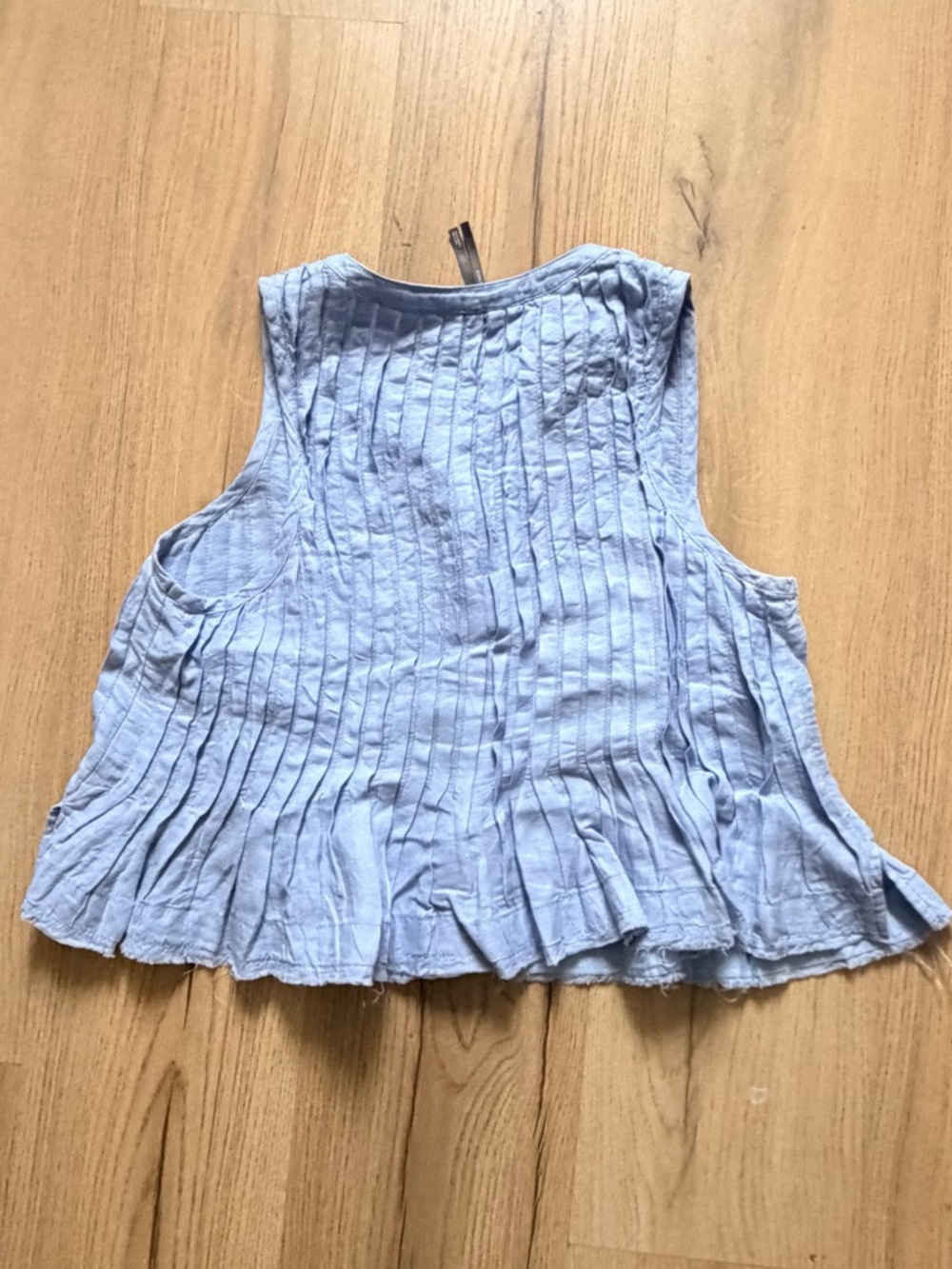 Anthropologie Light Blue Pleated Linen Sleeveless Women's Top - Picture 3 of 3